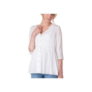 Seraphine Maternity Blouse Size 8 White Swiss Dot V-Neck Button Front